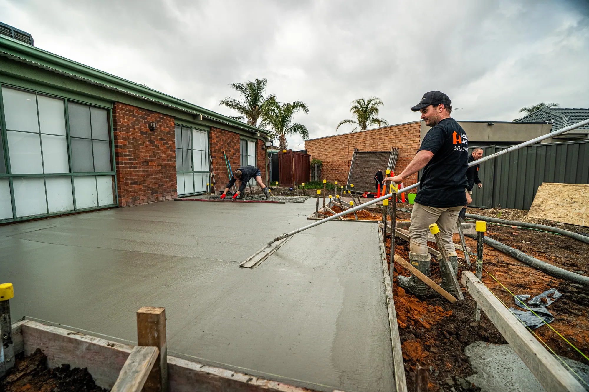 Wide view of the slab being finished