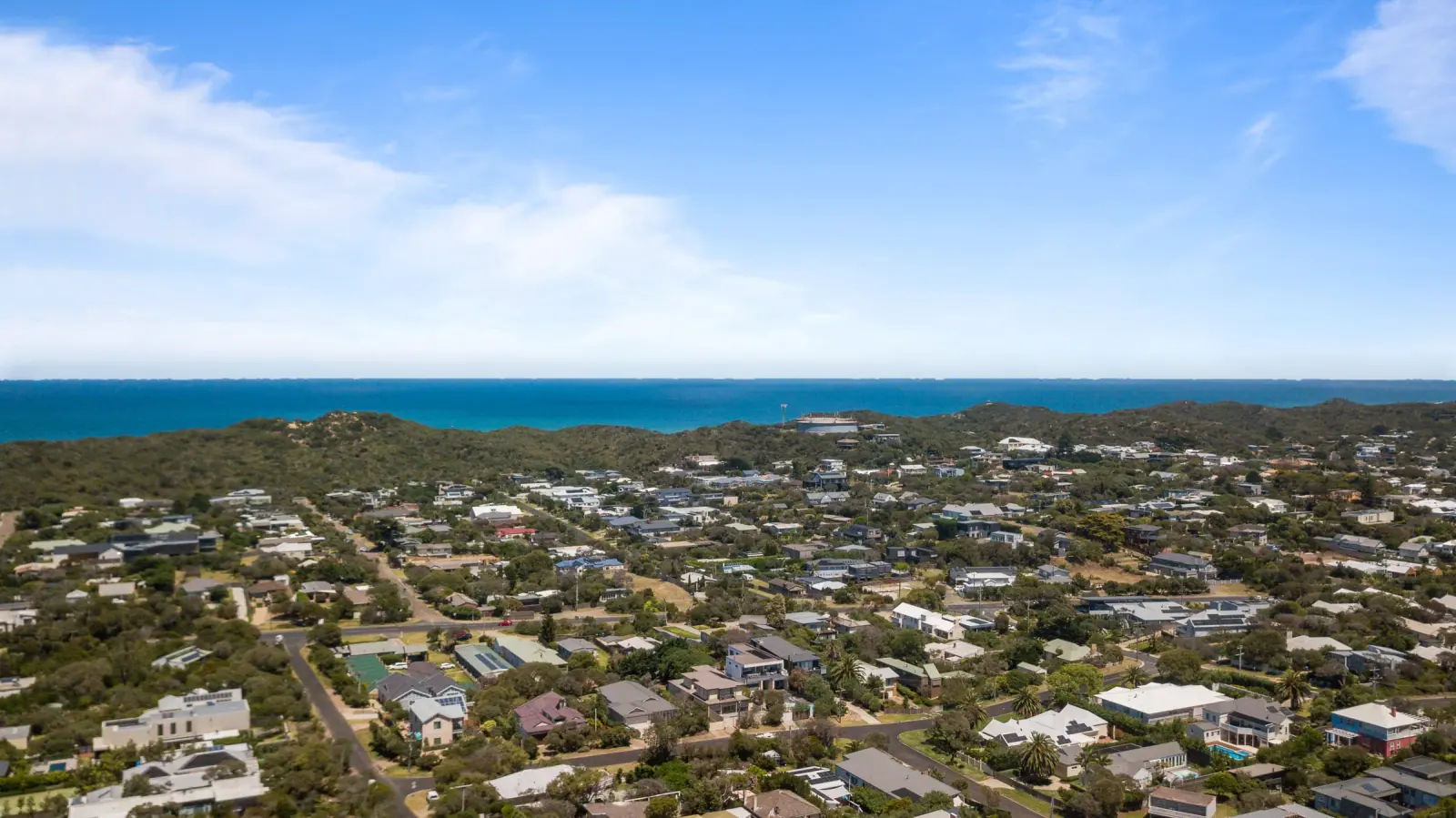 Drone photo of a coastal home, Sorrento