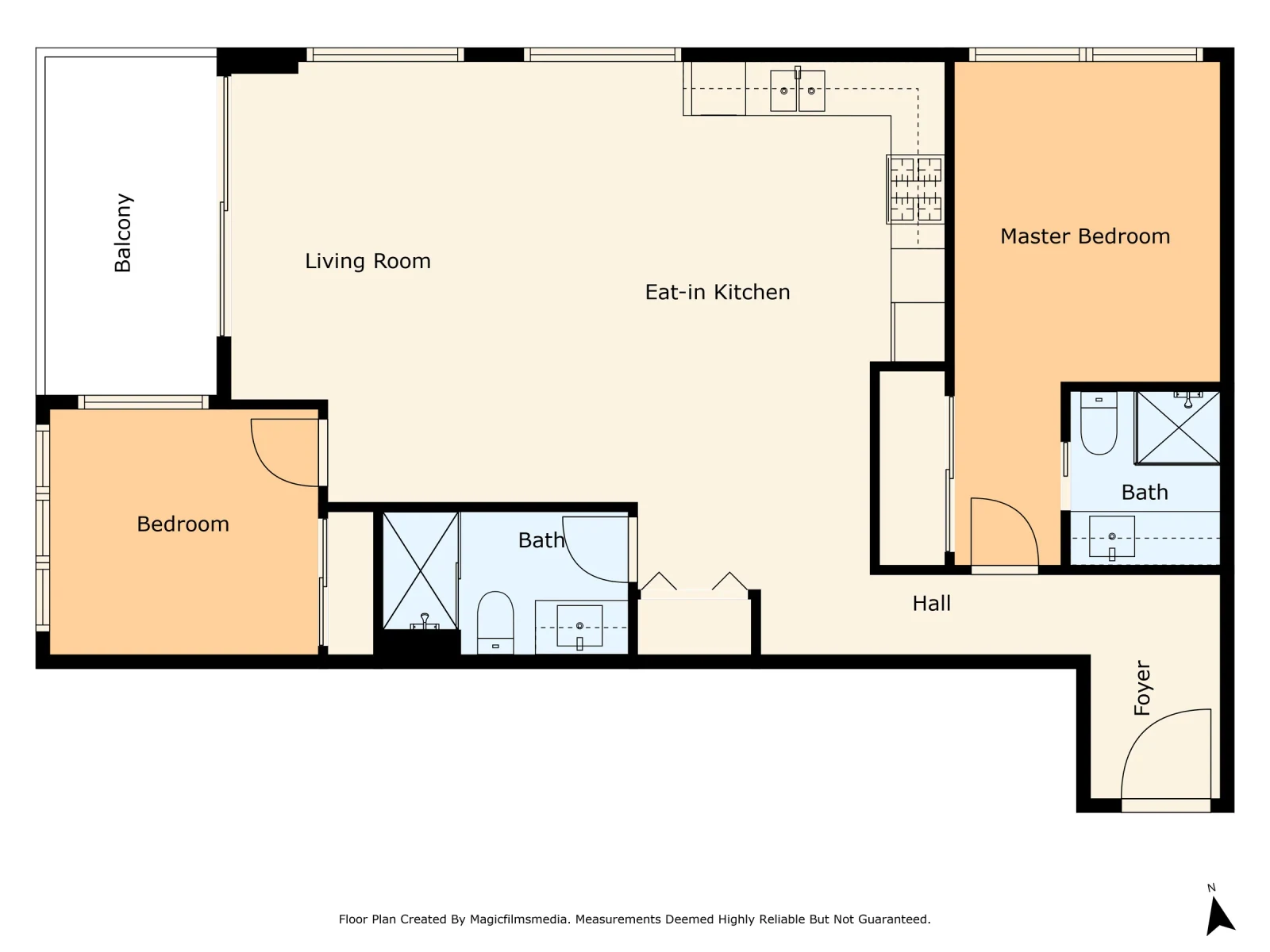 Coloured floor plan of an apartment, Bentleigh