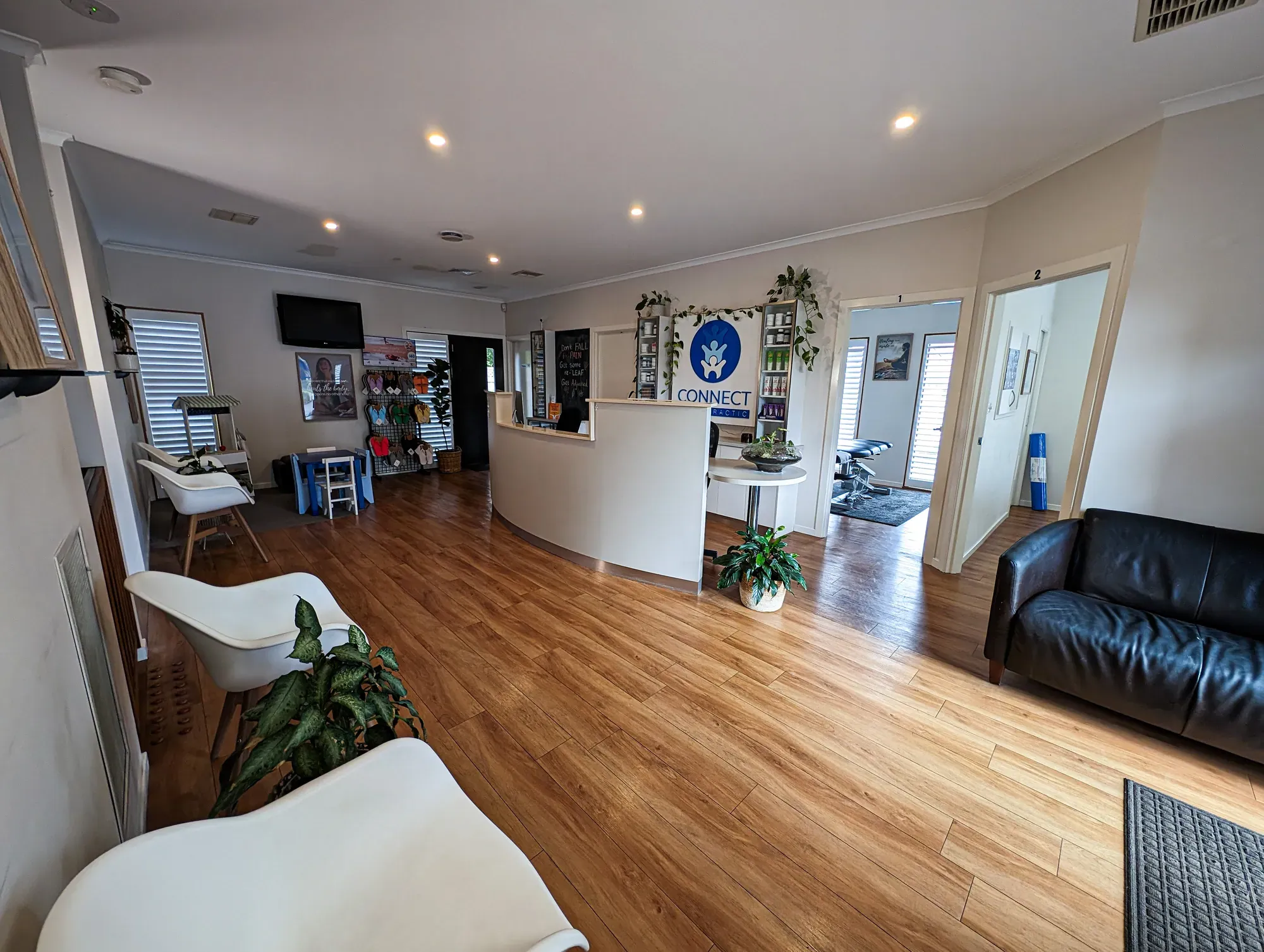 The waiting room and front desk