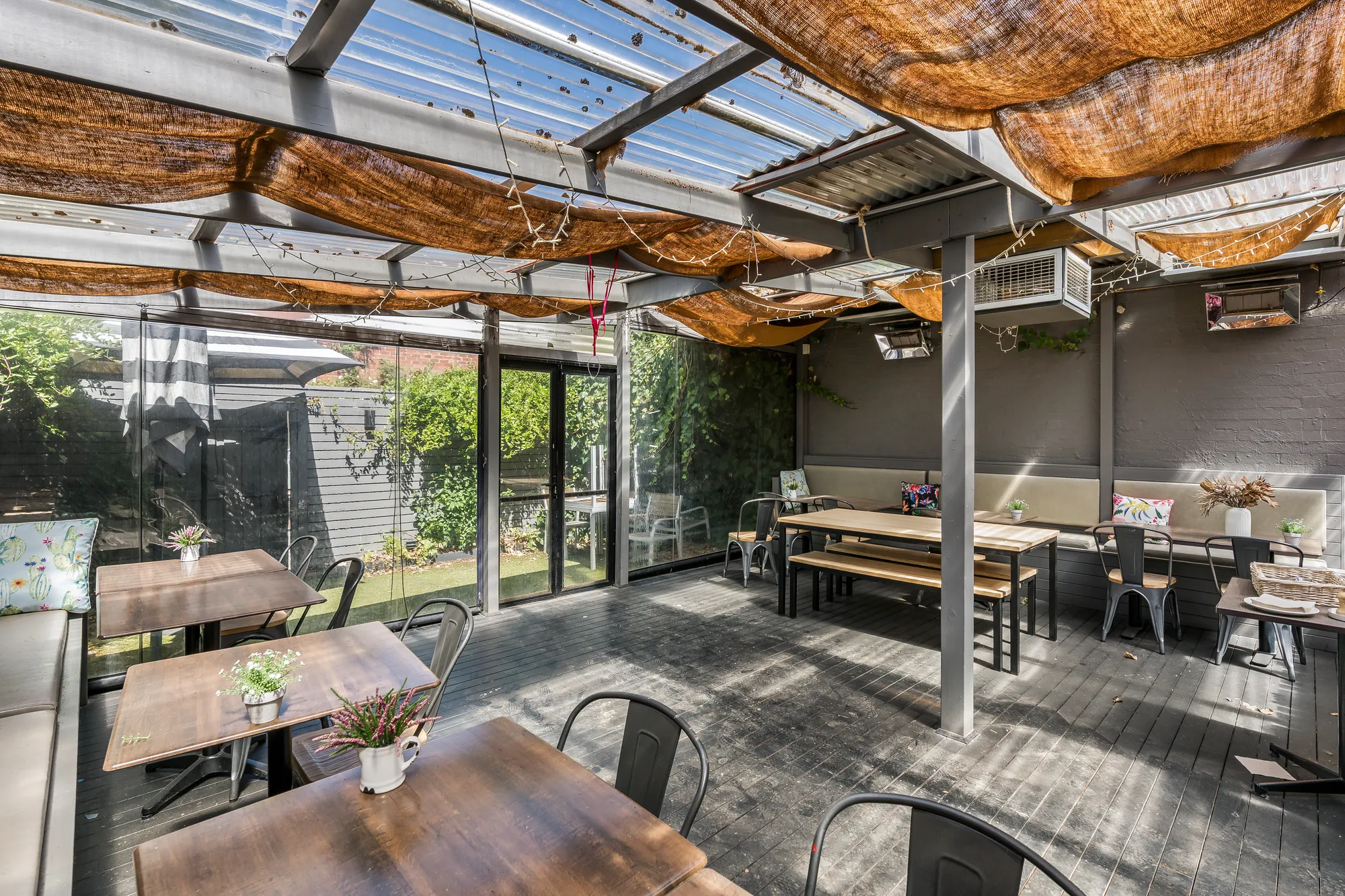 Covered courtyard of a cafe property, Surrey Hills